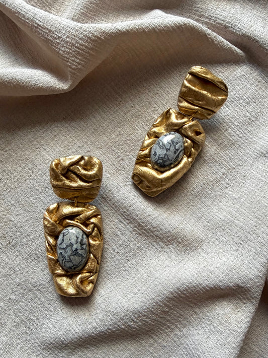 Asymmetric Draped - Antique Gold with Picasso Agate