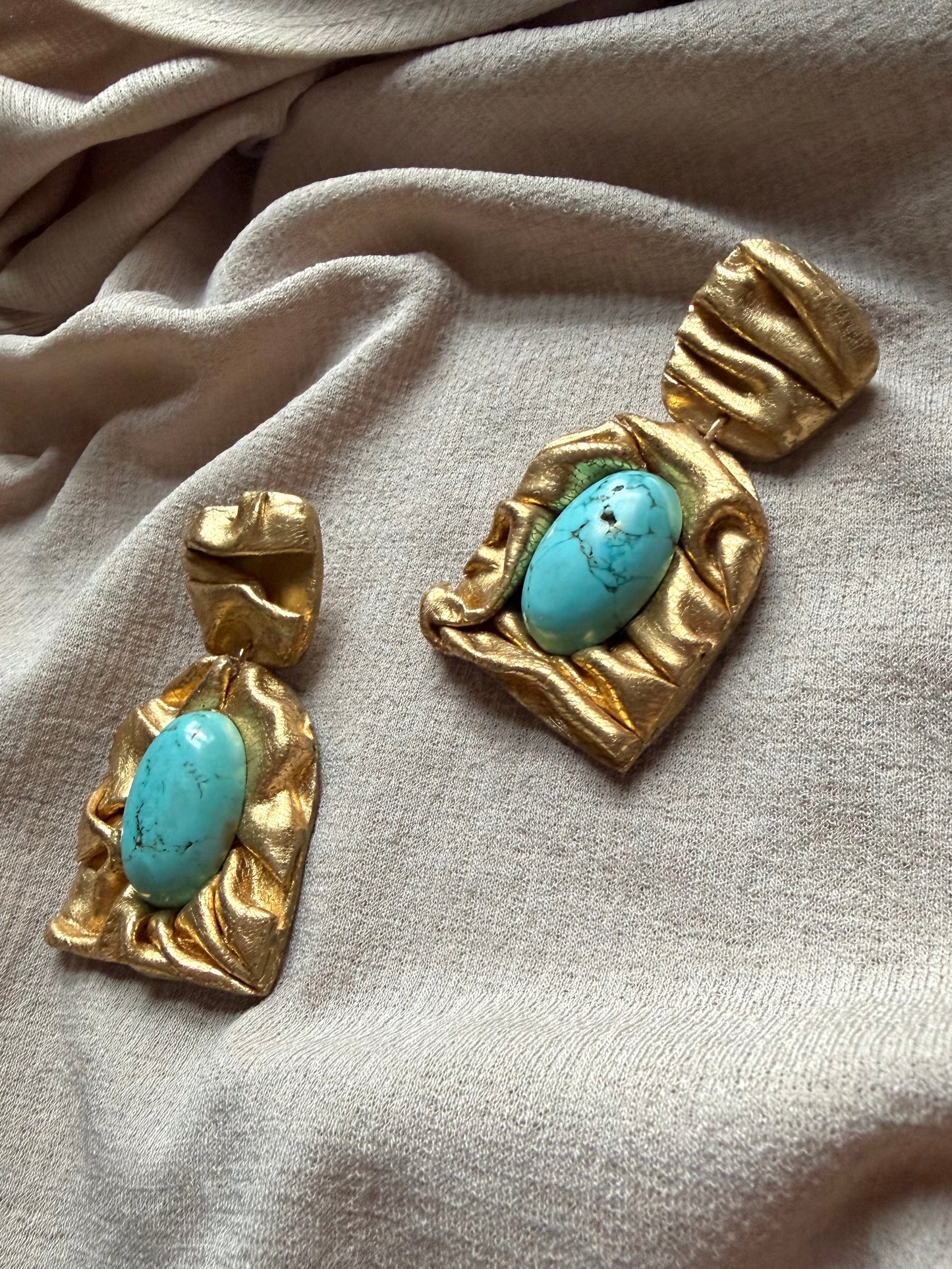Farideh Draped - Antique Gold with Turquoise Magnesite