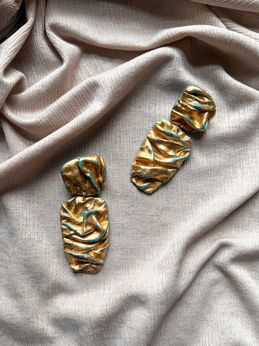 Asymmetric Draped - Turquoise and Gold