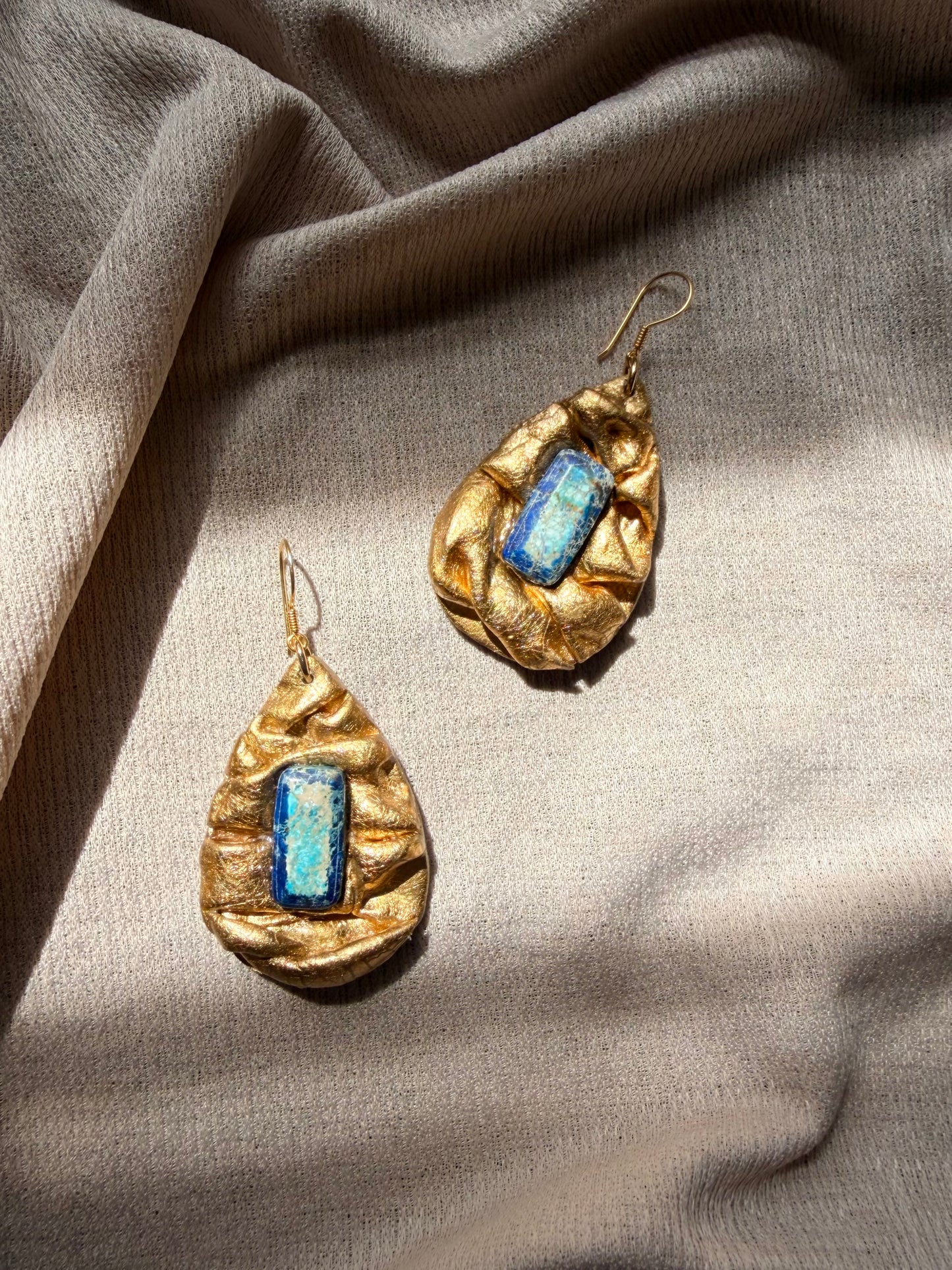 Teardrop Draped - Antique Gold with Imperial Jasper