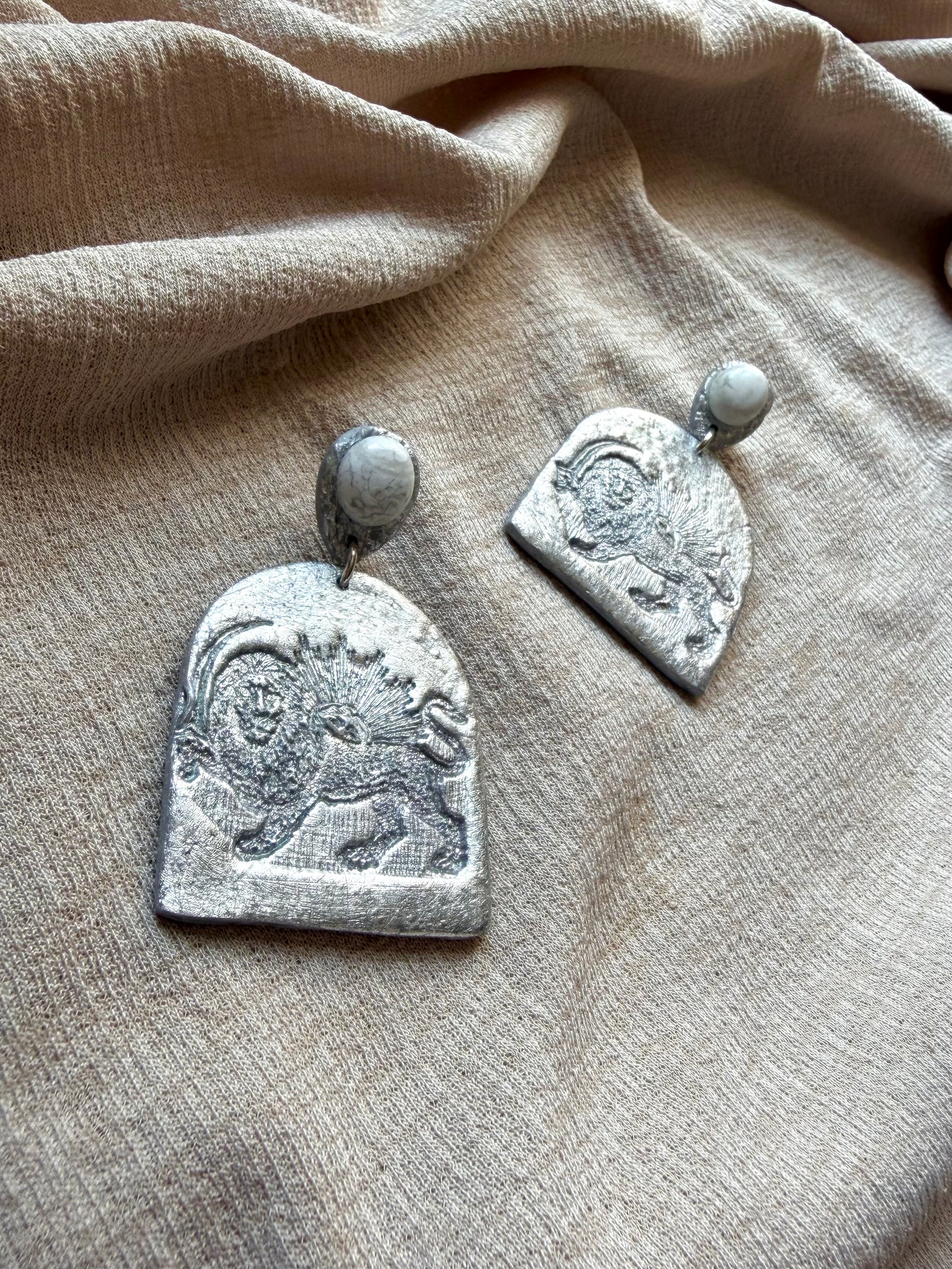 Farideh Lion and Sun - Silver with White Howlite