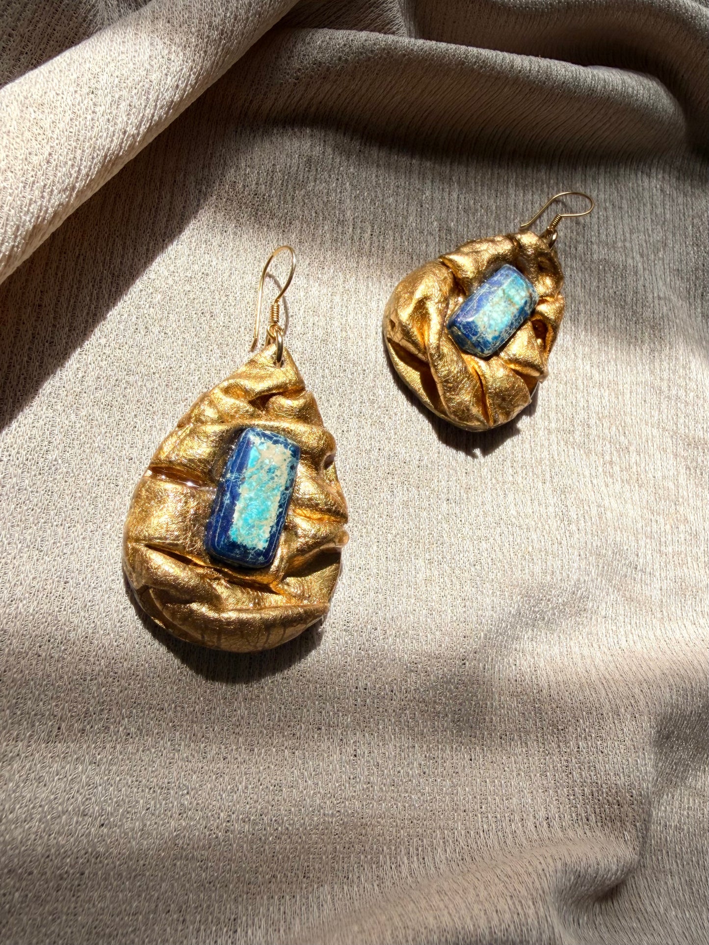 Teardrop Draped - Antique Gold with Imperial Jasper