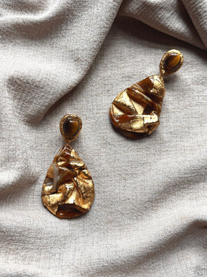 Ava & Azar handcrafted draped teardrop earrings with Tiger’s Eye - inspired by Persia