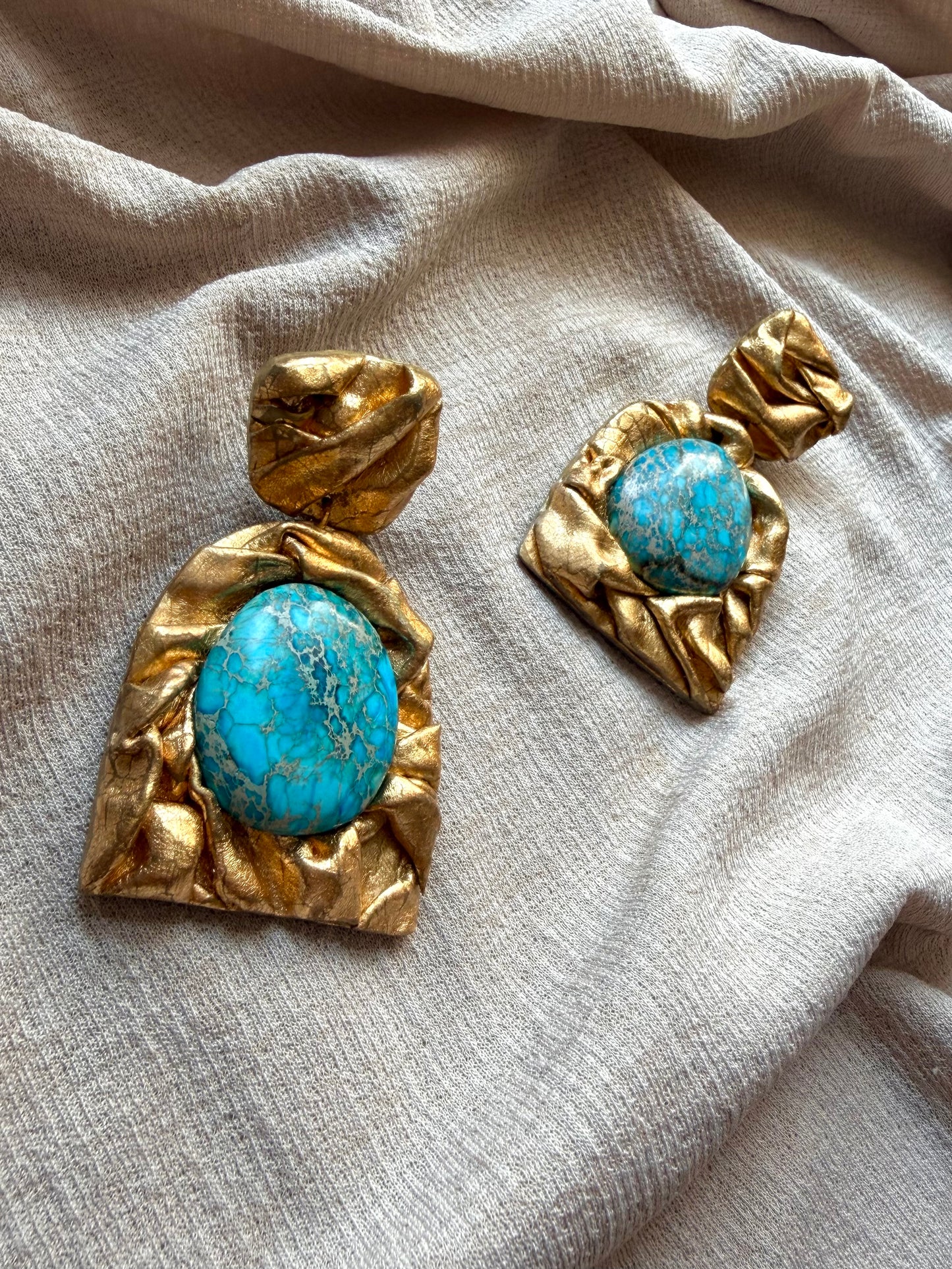 Farideh Draped - Antique Gold with Imperial Jasper (Clip-Ons)