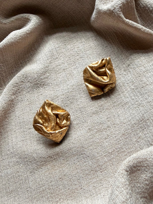 Diamond Draped Stud Medium - Pearlescent Silver and Gold