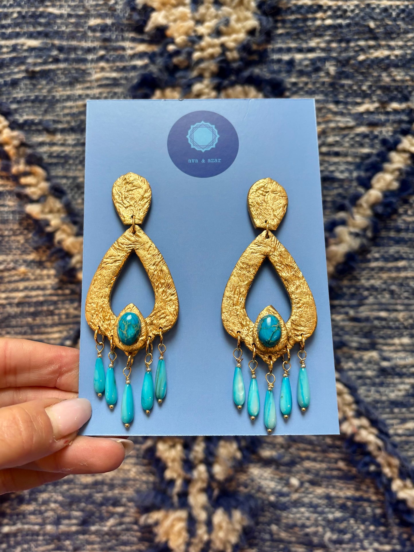 Caspar Chandelier - Antique Gold and Turquoise