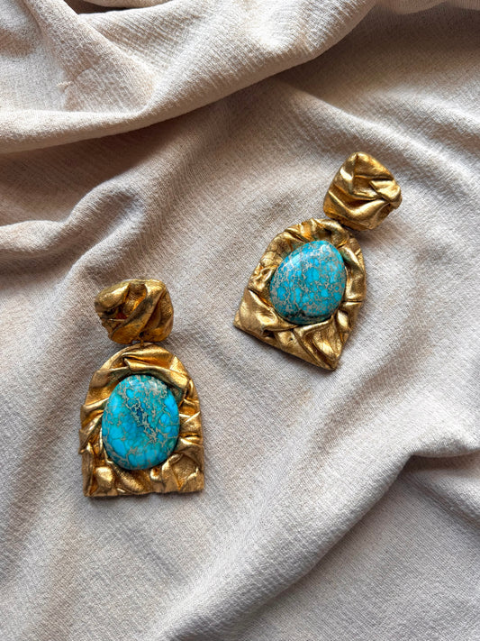 Farideh Draped - Antique Gold with Imperial Jasper (Clip-Ons)