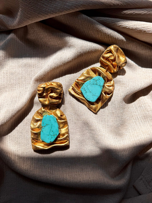 Farideh Draped Large - Antique Gold with Natural Turquoise