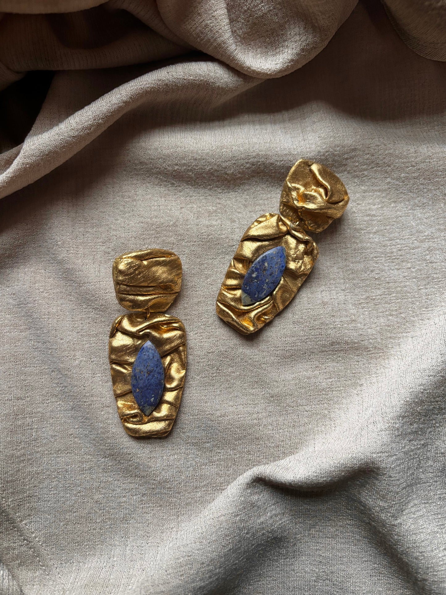 Asymmetric Draped - Antique Gold with Dumortierite