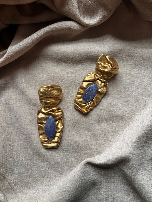 Asymmetric Draped - Antique Gold with Dumortierite