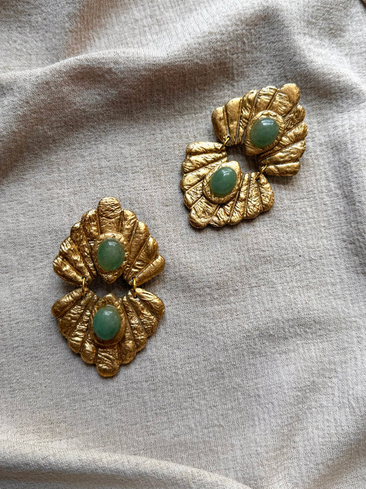 Caspian Large - Antique Gold with Green Aventurine
