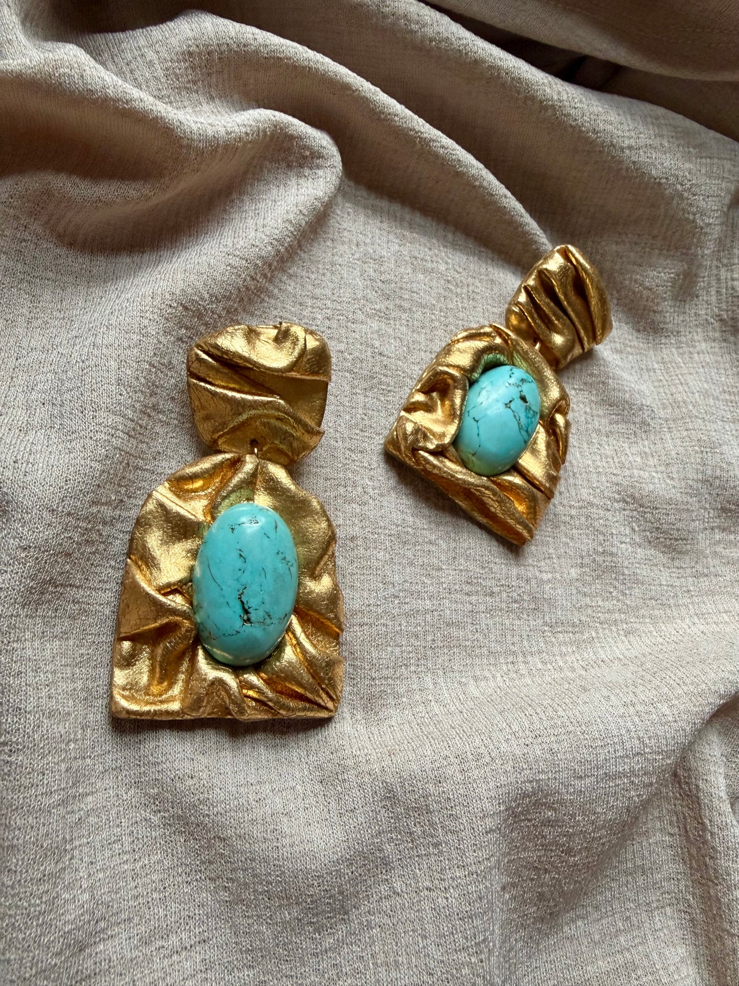Farideh Draped - Antique Gold with Turquoise Magnesite