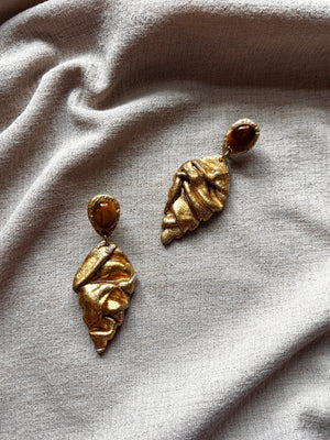 Ava & Azar handcrafted Fariba gold earrings with tigers eye