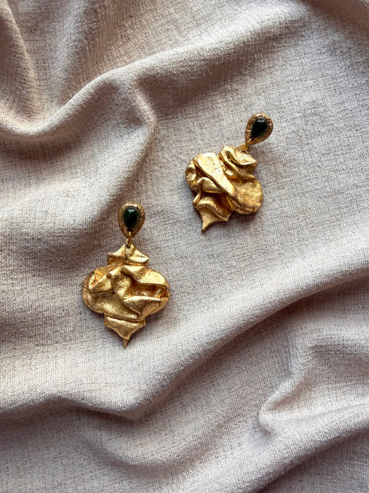 Nidara Draped - Antique Gold with Green Aventurine