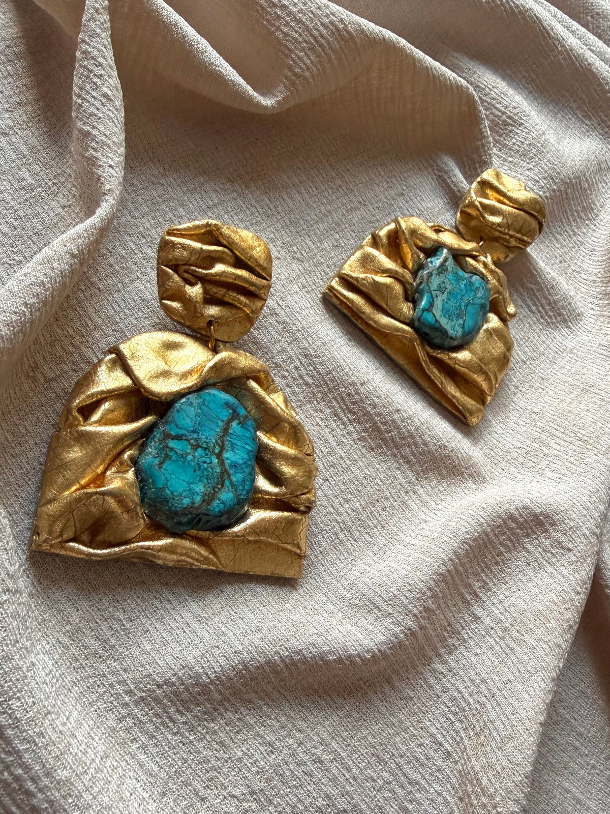 Farideh Draped Wide - Antique Gold with Blue Regalite