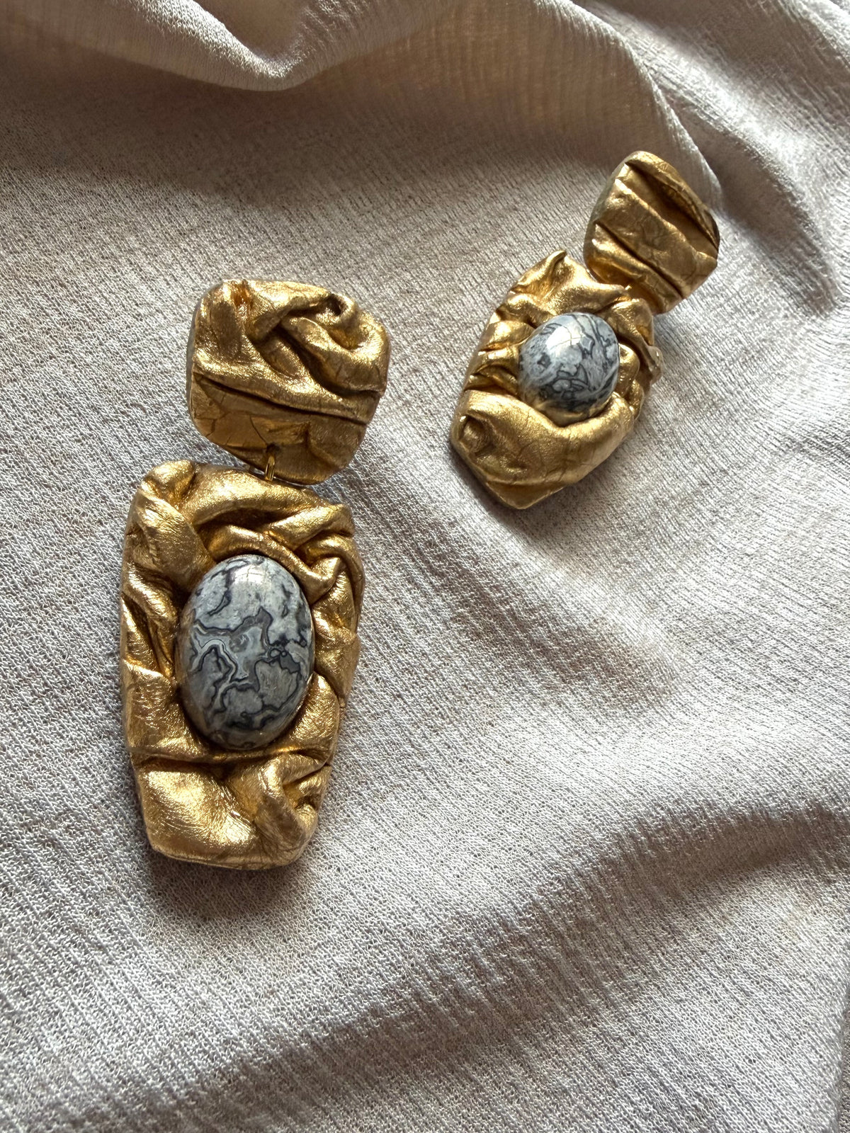Asymmetric Draped - Antique Gold with Picasso Agate