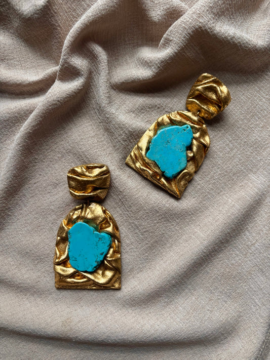 Farideh Draped Large - Antique Gold with Natural Turquoise