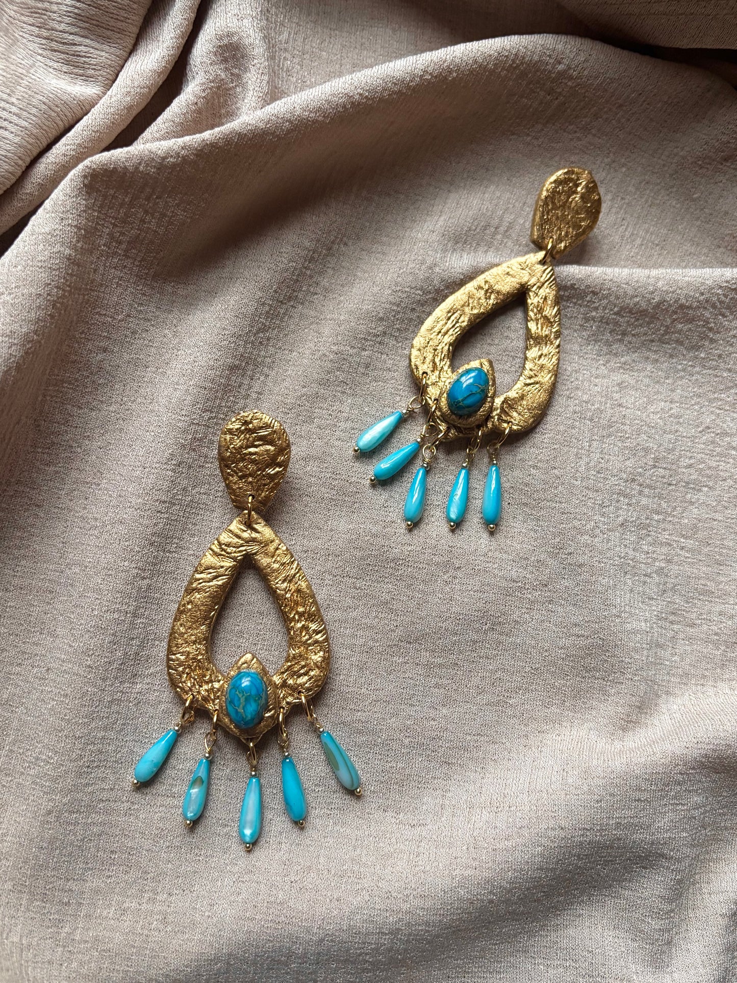 Caspar Chandelier - Antique Gold and Turquoise