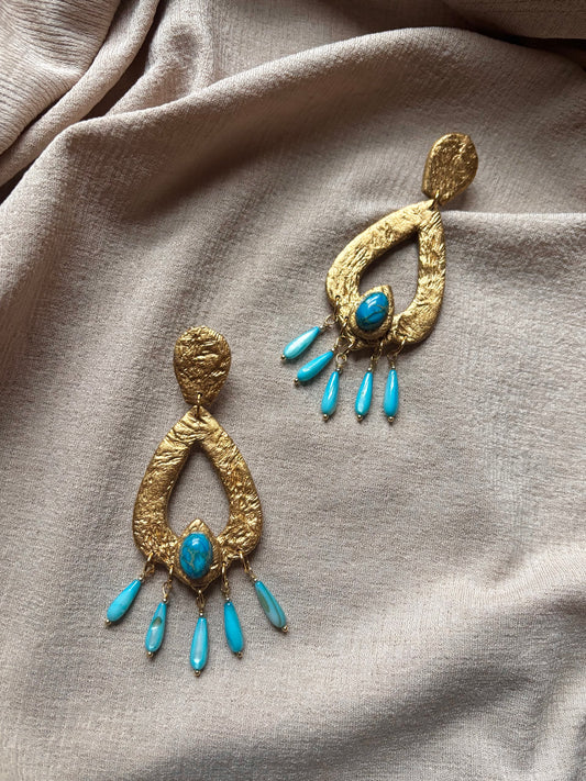 Caspar Chandelier - Antique Gold and Turquoise