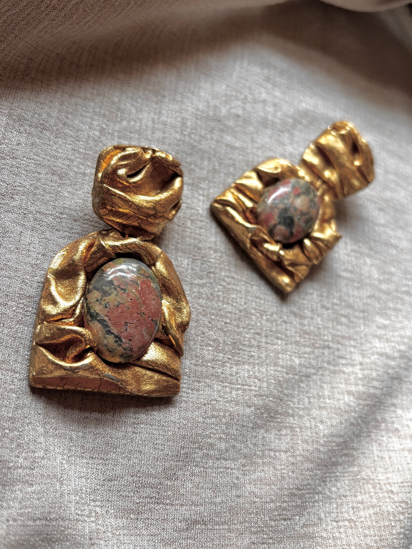 Farideh Draped - Gold and Bronze with Unakite stones