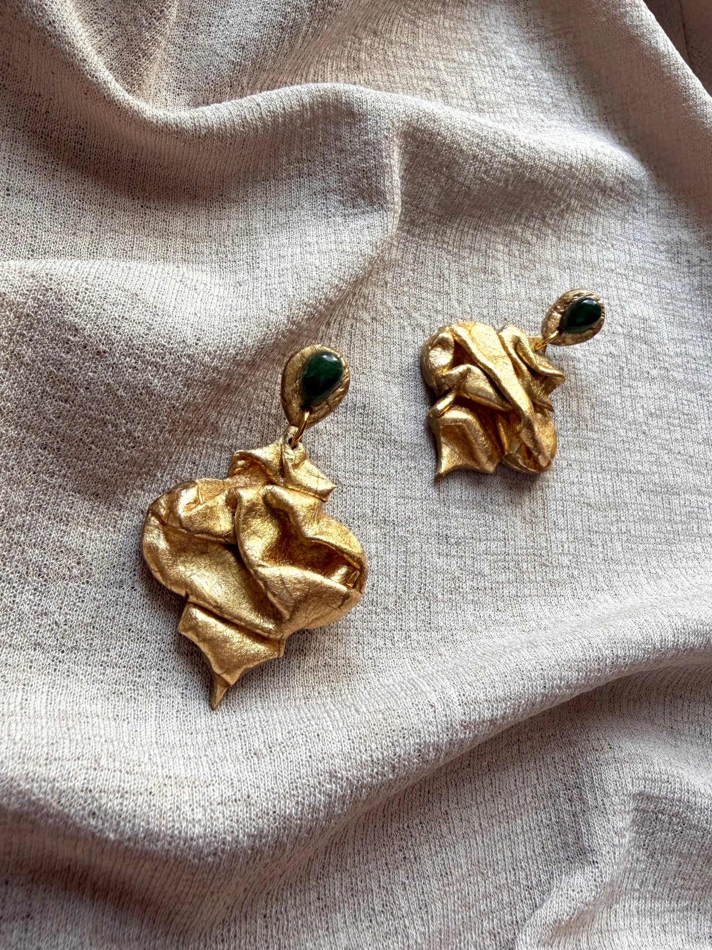 Nidara Draped - Antique Gold with Green Aventurine