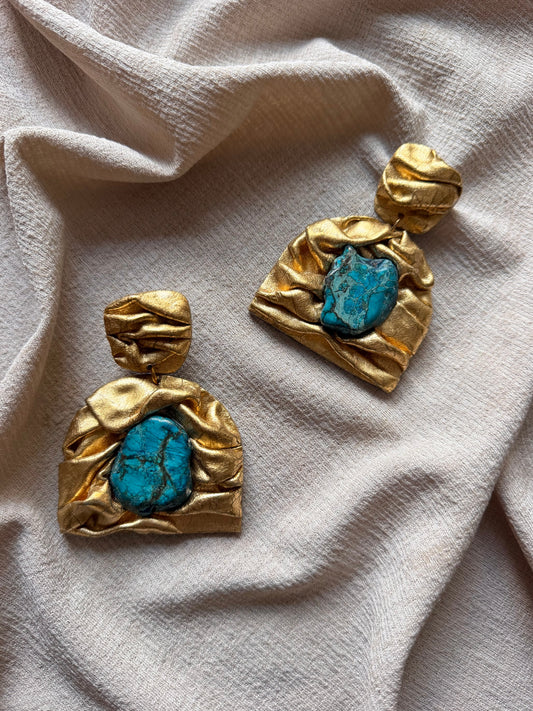 Farideh Draped Wide - Antique Gold with Blue Regalite