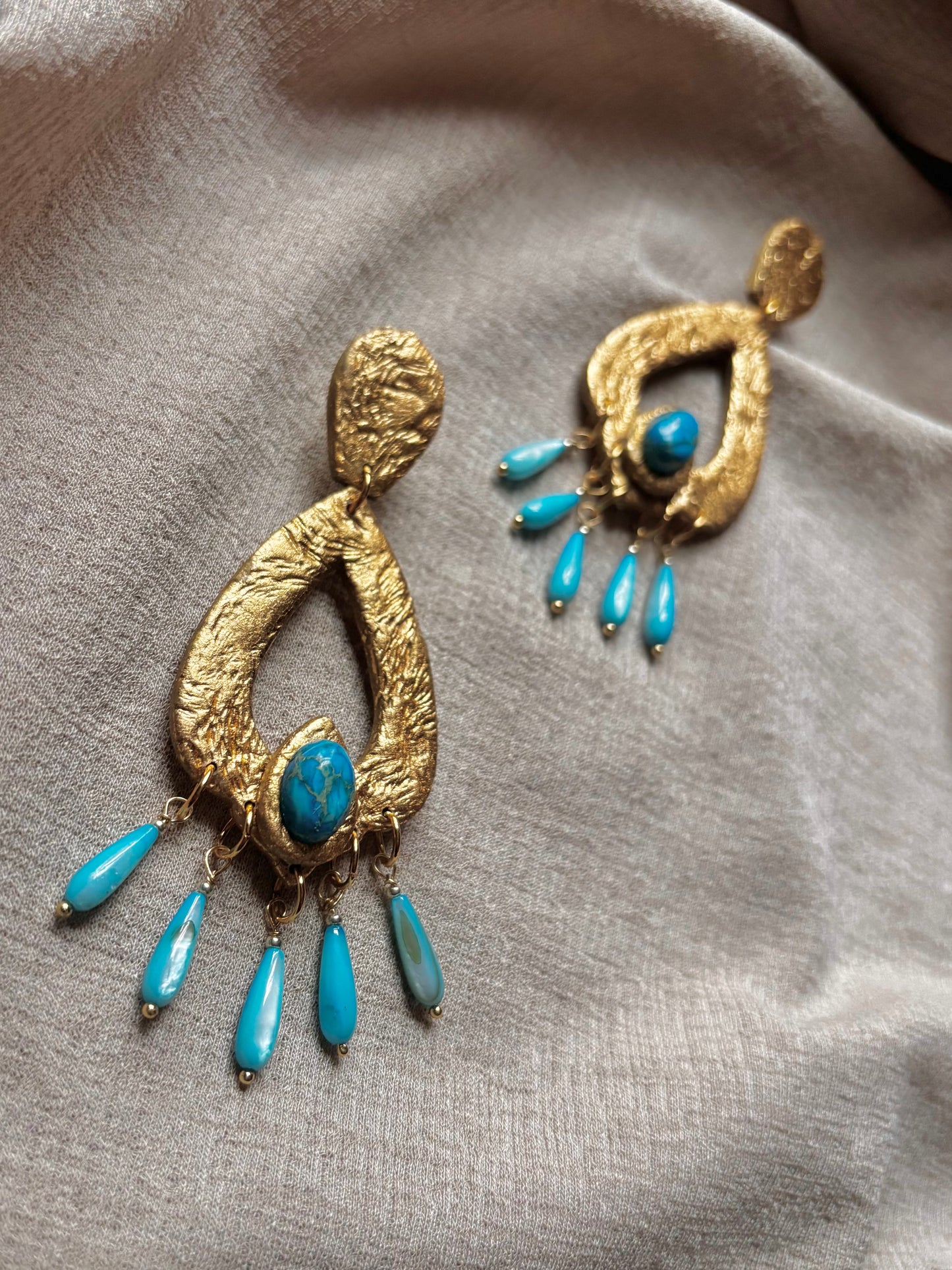 Caspar Chandelier - Antique Gold and Turquoise