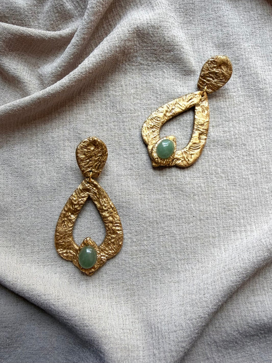 Caspara Large - Antique Gold with Green Aventurine