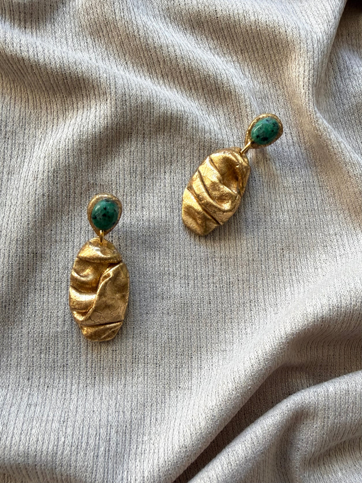 Soraya Draped - Antique Gold with African Jasper