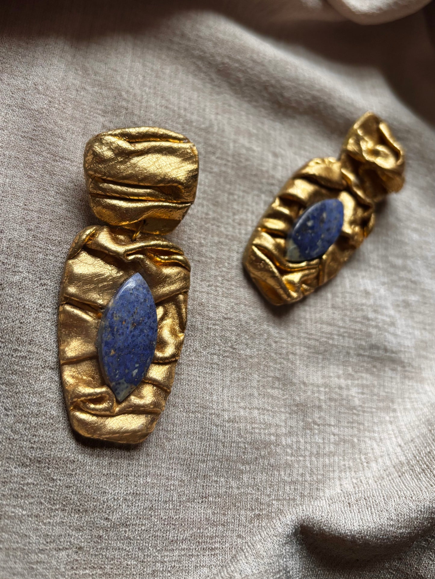 Asymmetric Draped - Antique Gold with Dumortierite