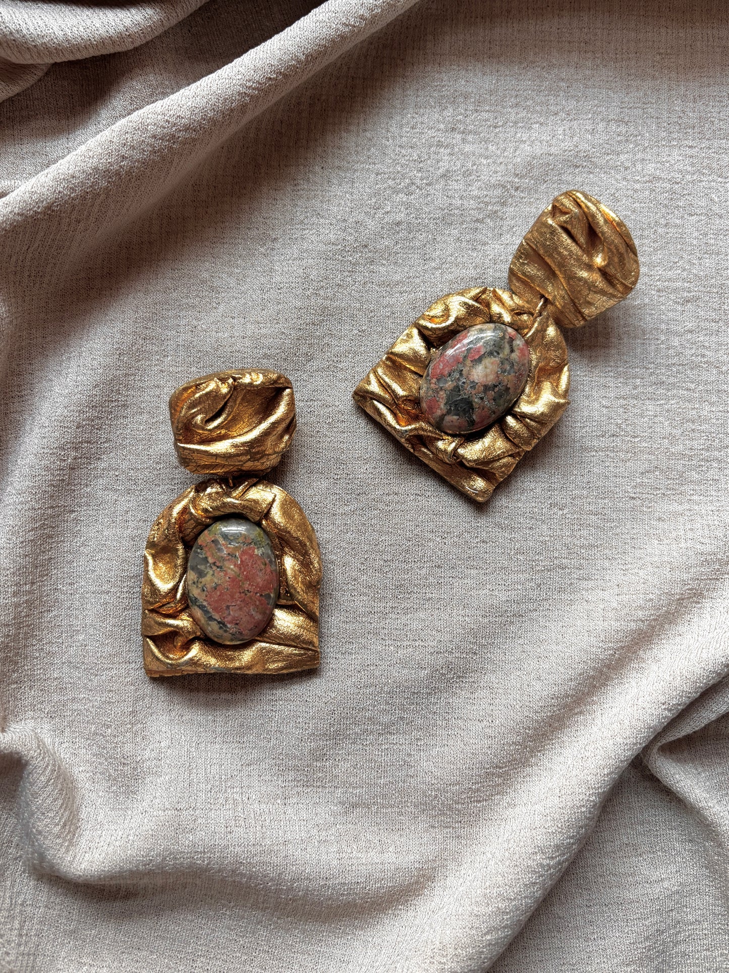 Farideh Draped - Gold and Bronze with Unakite stones