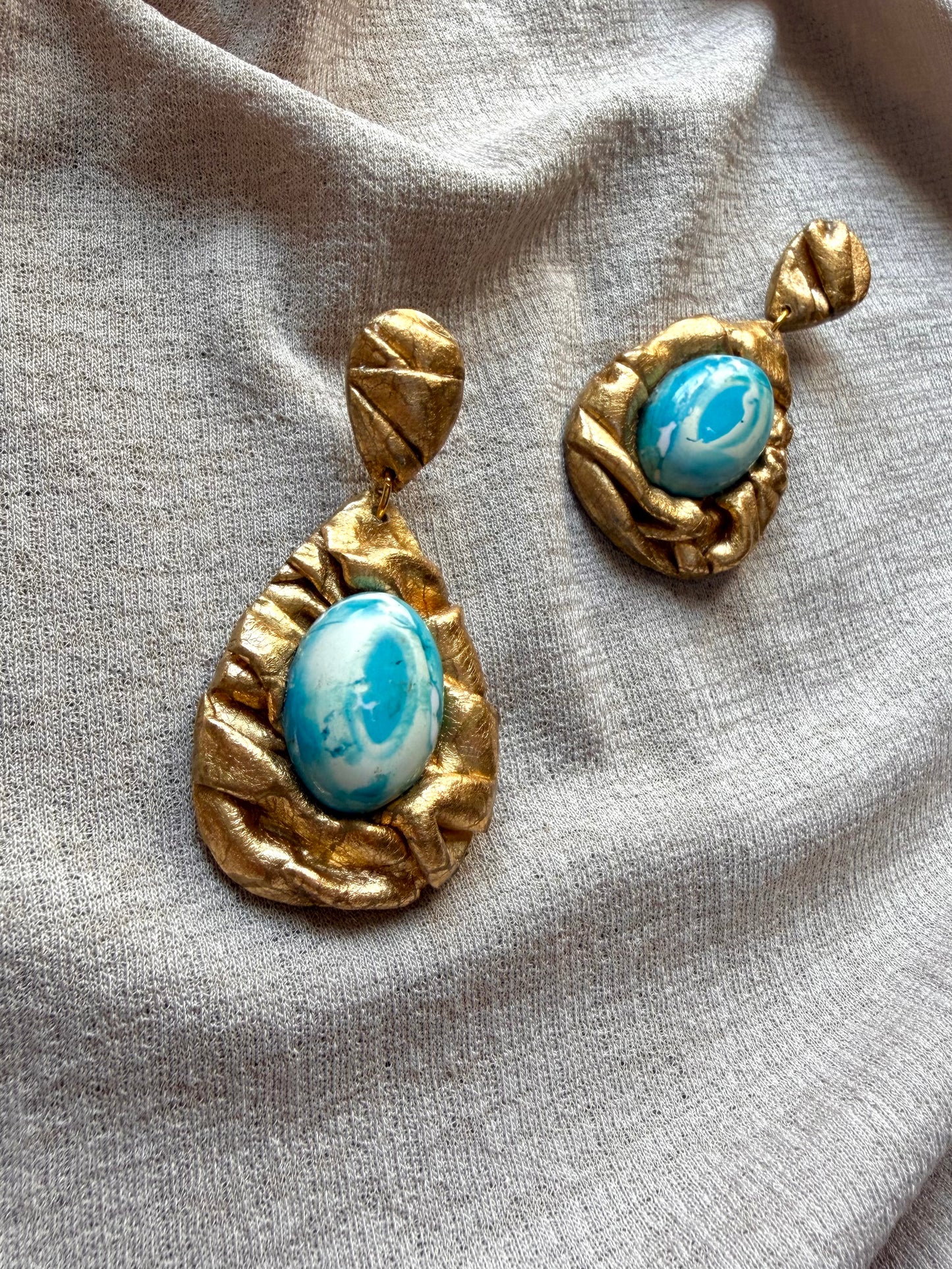 Teardrop Draped - Antique Gold with Imperial Jasper