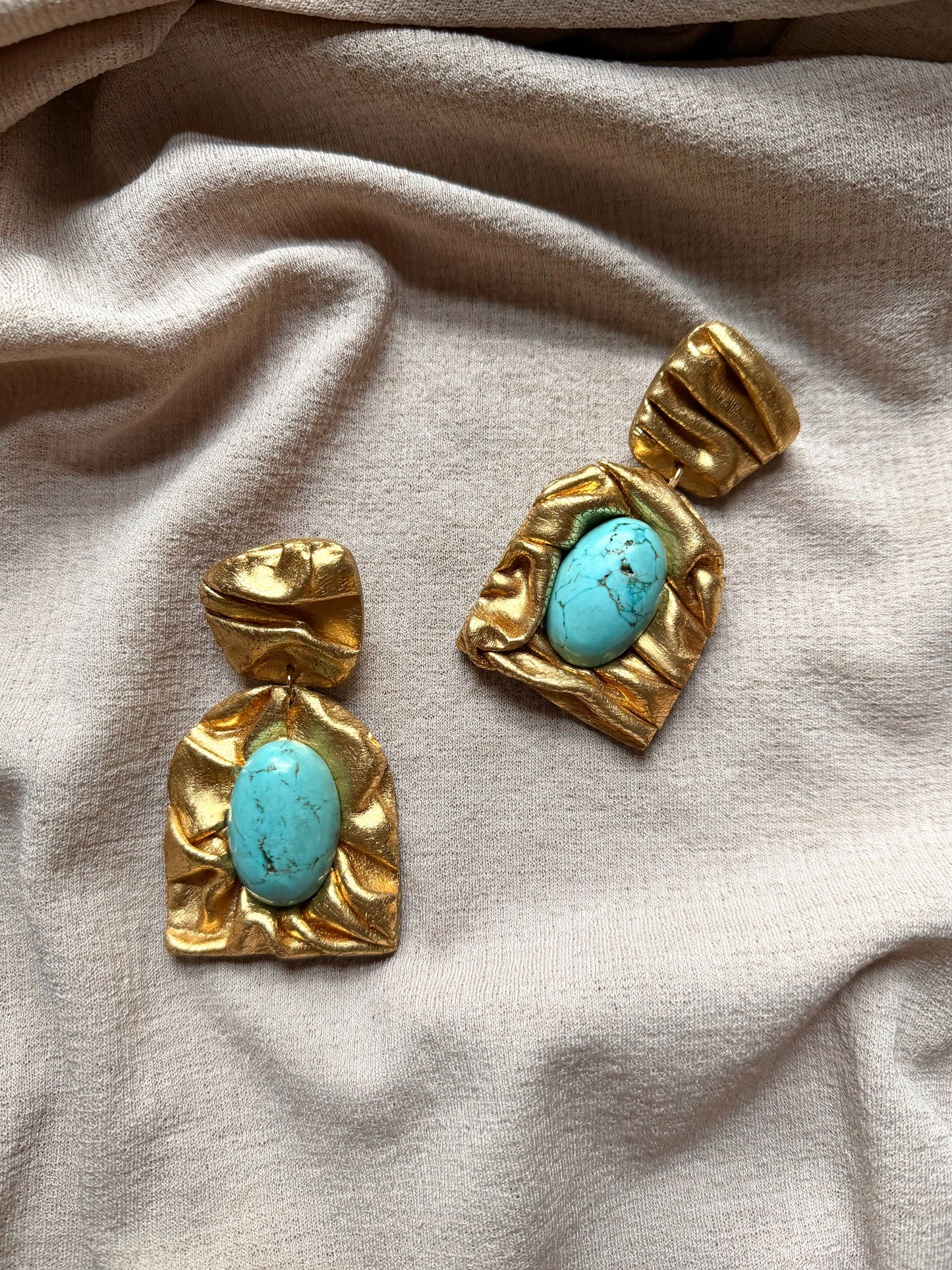Farideh Draped - Antique Gold with Turquoise Magnesite