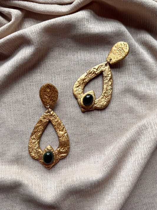 Caspara Large - Antique Gold with Green Aventurine