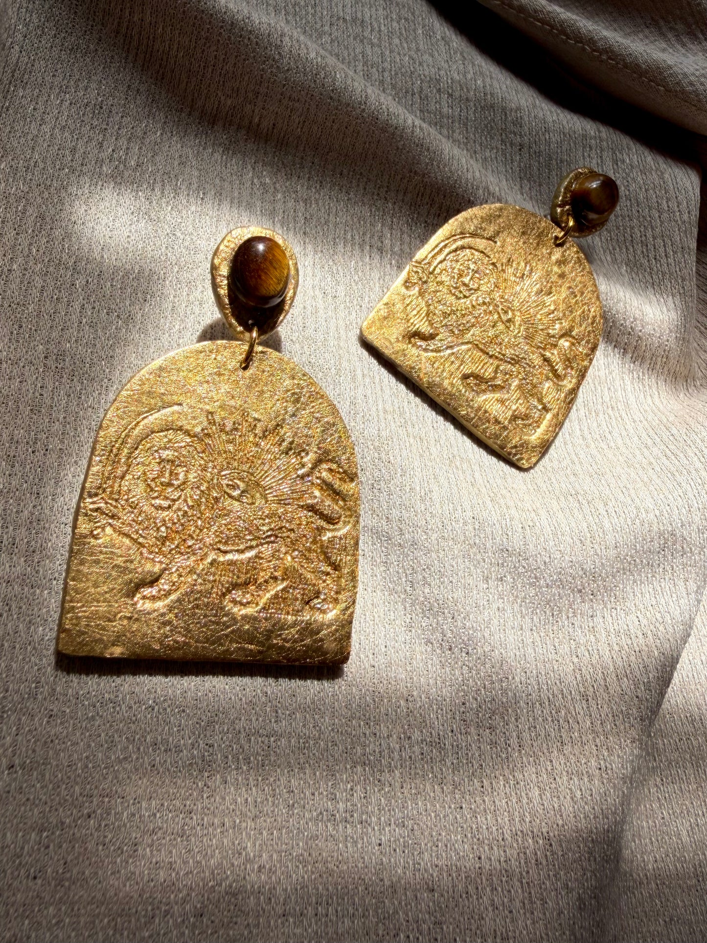 Farideh Lion and Sun - Antique Gold with Tigers Eye