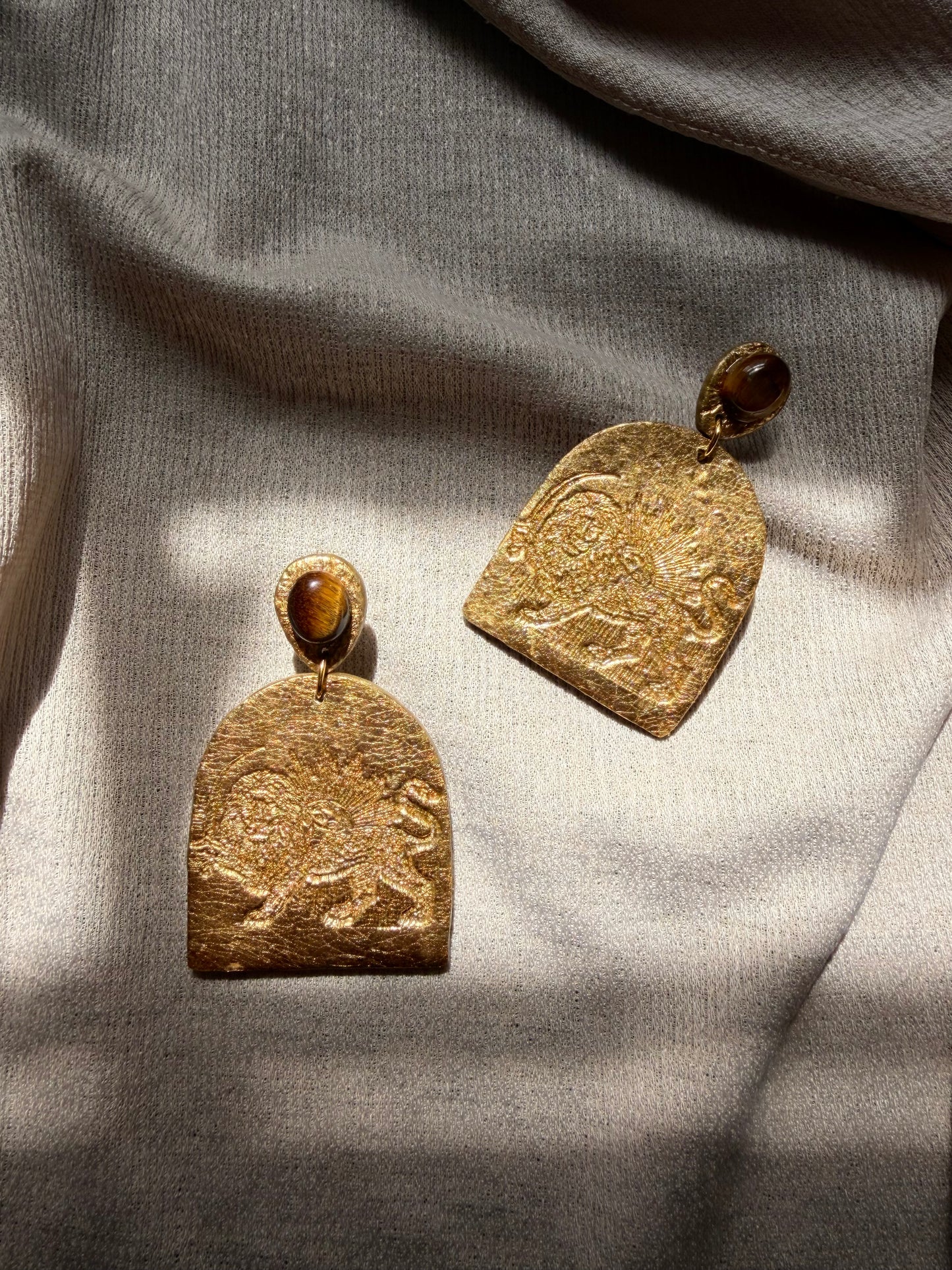 Farideh Lion and Sun - Antique Gold with Tigers Eye