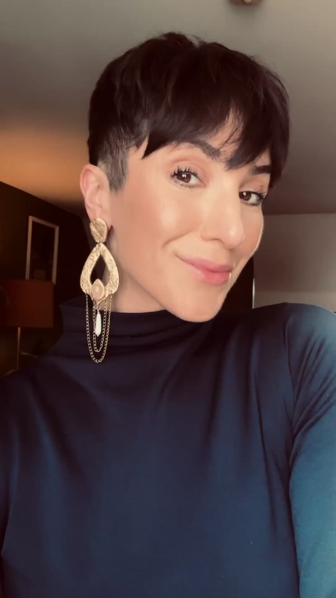 Model wearing Capri chain chandelier earrings